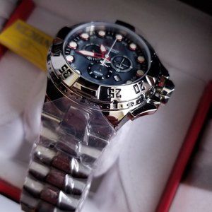 Invicta Reserve Excursion Black MOP Dial w/Red Accents